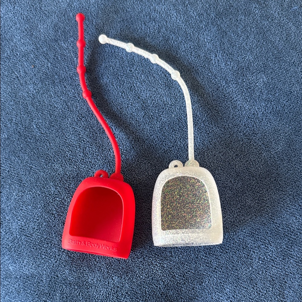 Bath & Body Works Red Silicone & Glitter White Hand Sanitizer Holders